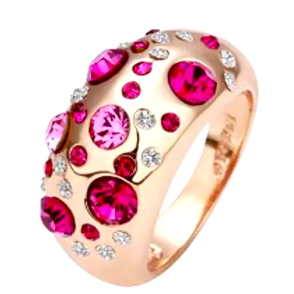Pink and rose gold dome ring -bright and shiny -New